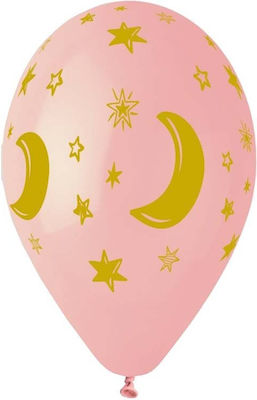 12" Balloon Crescent Moon Stars Pink