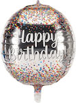 22" Balloon Silver Happy Birthday Confetti