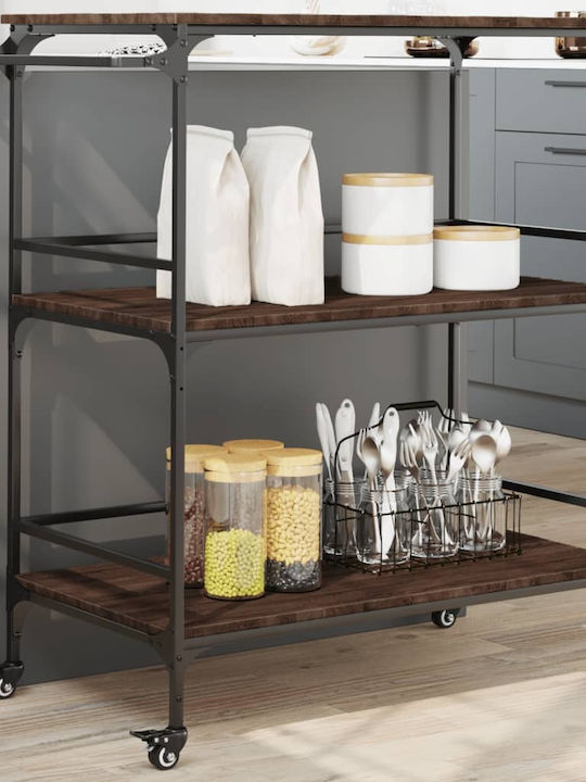 vidaXL Wooden Kitchen Trolley 3 Tiers Brown 100...
