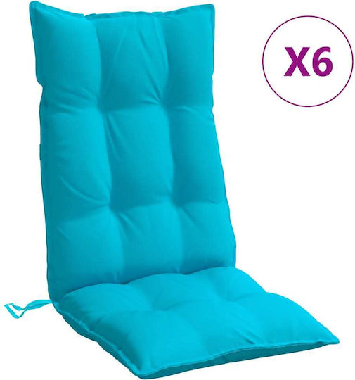 vidaXL Waterproof Garden Chair Cushion with Backrest Turquoise 6 Pieces 50x120cm