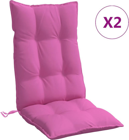 vidaXL Pernă Scaunului De Grădină Cu Spătar Roz Waterproof 2 Buc 50x120 cm