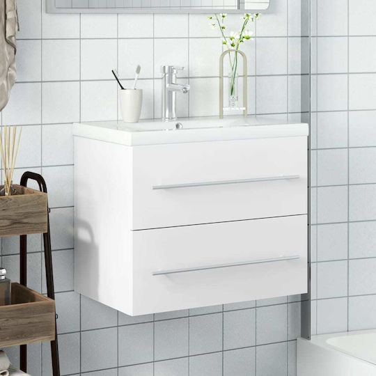 vidaXL Πάγκος με Νιπτήρα Μ60xΒ38.5xΥ48cm Λευκό
