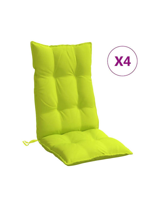 vidaXL Waterproof Garden Chair Cushion with Back Green 4pcs 50x120cm.