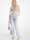 Women's Crop Top Sleeveless with Halter Neck Silver