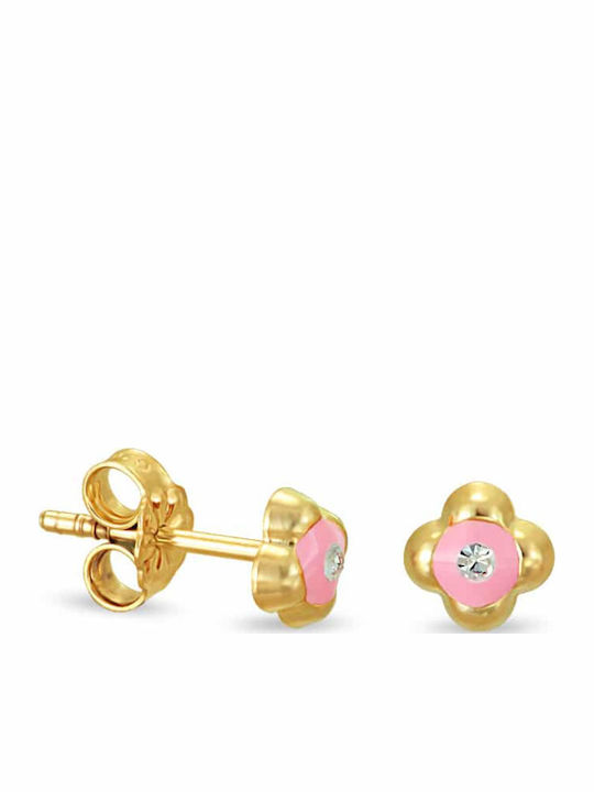 Kontopoulos Kids Earrings Studs with Stones from Gold 14K