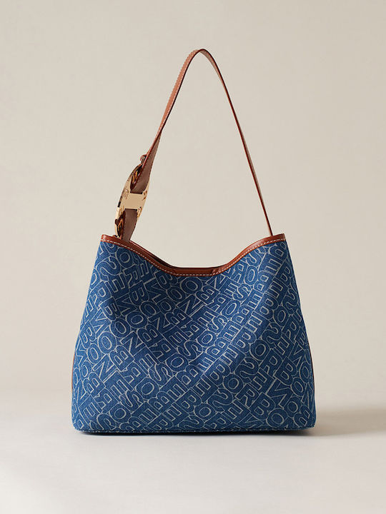 Borbonese Leather Women's Bag Shoulder Blue