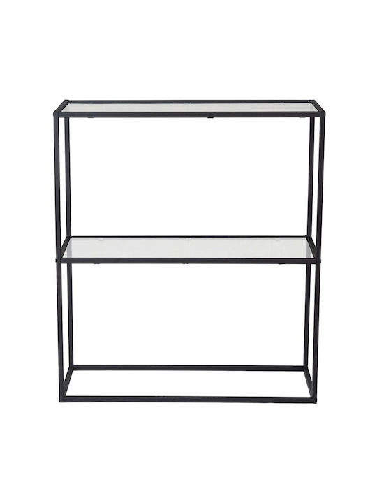 Console Table Metal with Glass Surface Black L80xW30xH85cm