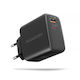 Axagon Зарядно без кабел GaN с USB-A порт и USB-C порт 45W Power Delivery / Quick Charge 3.0 / Quick Charge 4.0 Черен (ΑCU-ΡQ45)