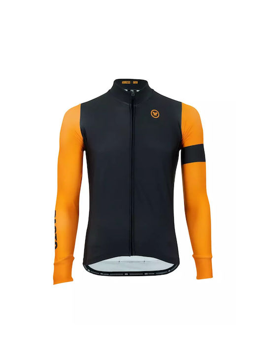 Pacto Bărbați Mânecă lungă Tricou de ciclism Portocaliu
