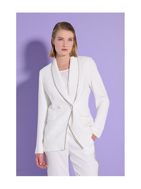 Matis Fashion Γυναικείο Σακάκι Λευκό