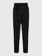 Funky Buddha Women's Fabric Trousers with Elastic in Regular Fit Black