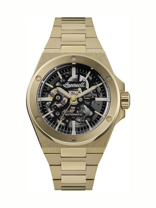 Ingersoll Ανδρικό Ρολόι 43mm Αυτόματο με Χρυσό ...