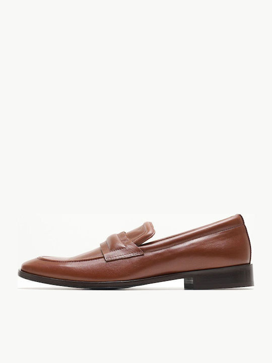 Δερμάτινα Ανδρικά Loafers σε Ταμπά Χρώμα