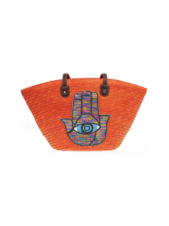 Verde Straw Beach Bag Orange