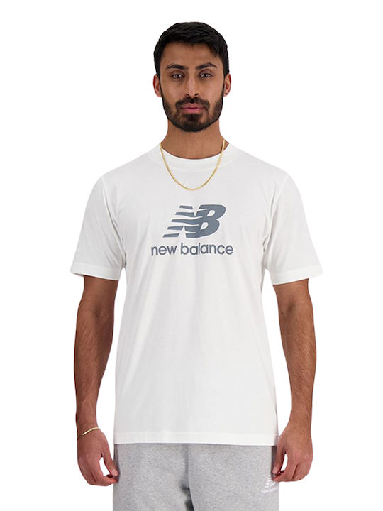 New Balance Stacked T-shirt Bărbătesc cu Mânecă Scurtă White