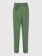 Funky Buddha Women's Fabric Trousers with Elastic in Regular Fit Green