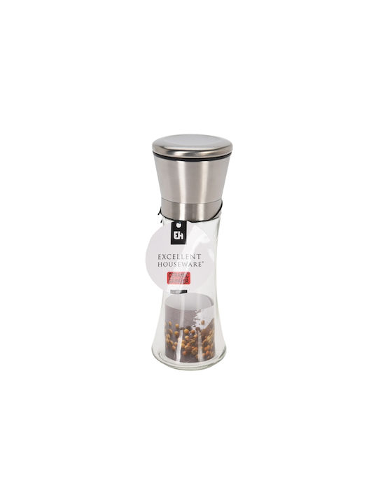 Excellent Houseware Χειροκίνητος Μύλος Πιπεριού Inox σε Ασημί Χρώμα 19cm