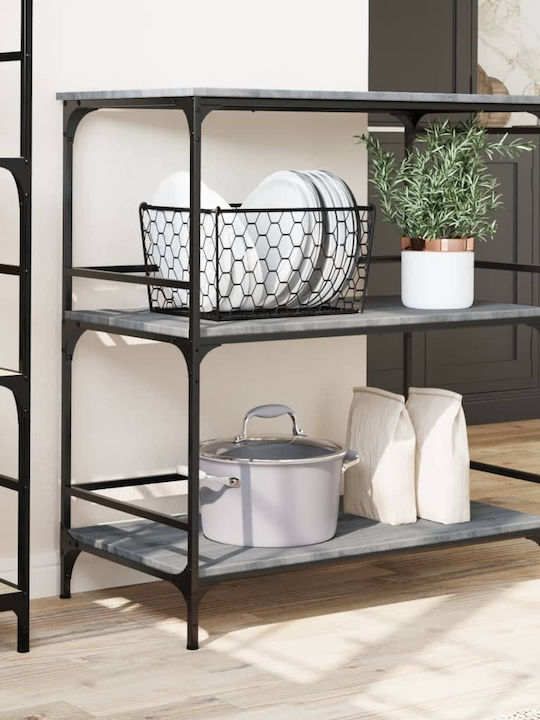 vidaXL Wooden Kitchen Trolley 3 Tiers Gray 100....