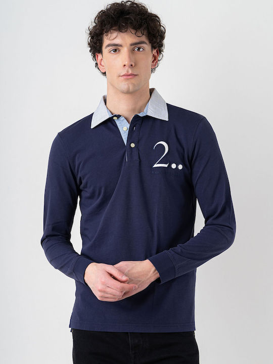 Baldessarini Herren Langarmshirt Polo Blue