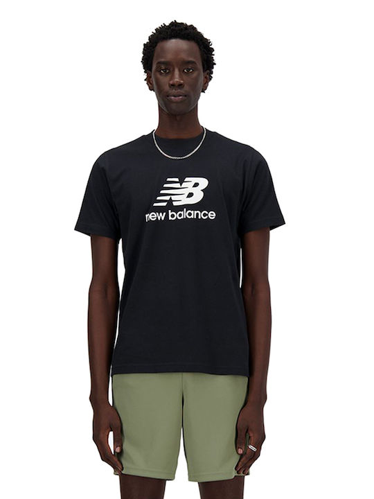 New Balance Stacked Ανδρικό T-shirt Κοντομάνικο Μαύρο