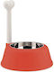 Dog food container Lupita Ammi02 Ro 1500ml Φ32cmx37cm Silver-red Alessi