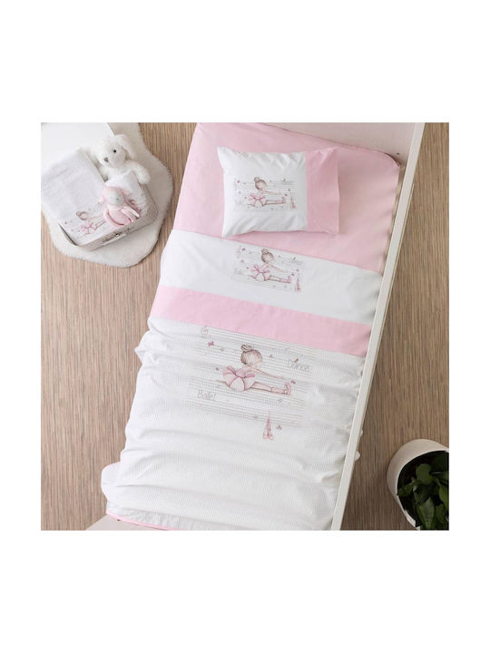 Borea Ballerina Baby Sheets Set Crib Cotton White 120x170cm 3pcs