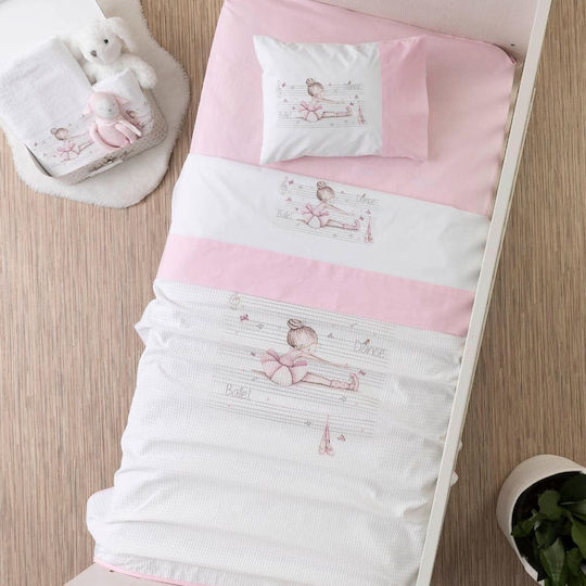 Borea Ballerina Baby Sheets Set Crib Cotton White 120x170cm 3pcs