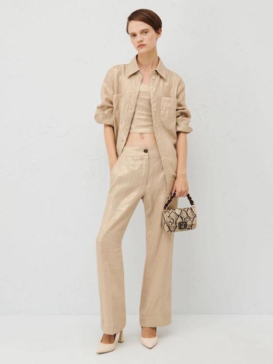 Marella Women's Linen Trousers Beige