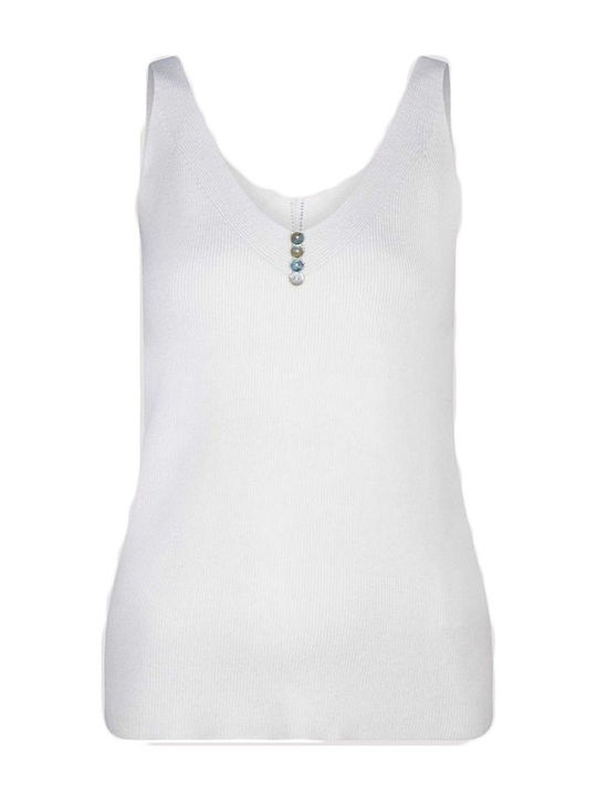 Esqualo Women's Summer Blouse Sleeveless White