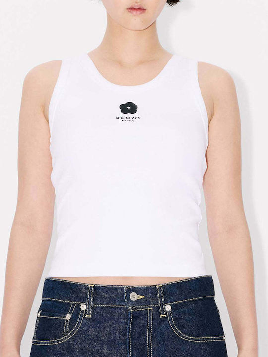 Women's Cotton Sleeveless Floral Top White