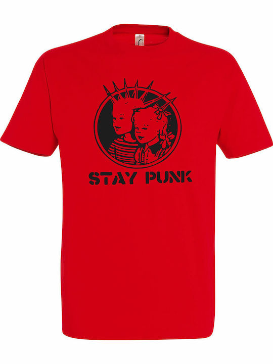 Stay Punk T-shirt Κόκκινο Βαμβακερό Stay Punk