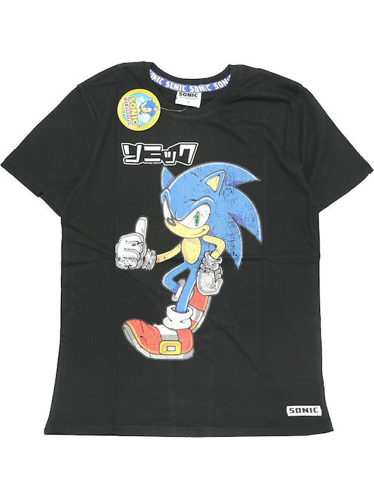 Sega Sonic T-shirt Μαύρο Βαμβακερό