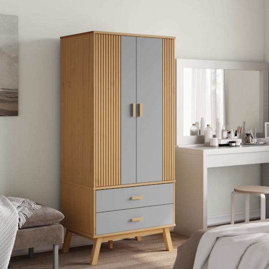 Ușă dublă Dulap de Haine Grey & Brown 76.5x53x172cm