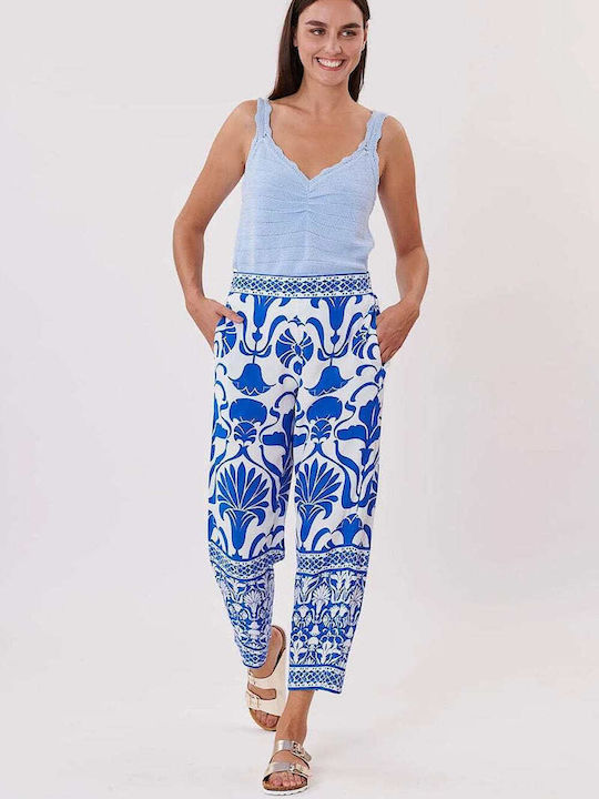 Derhy Women's Fabric Palazzo Pants Blue