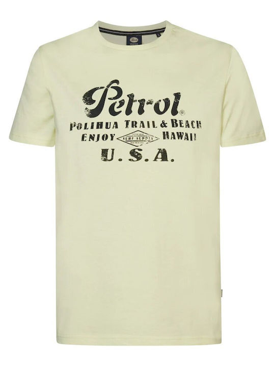 Petrol Industries T-shirt Bărbătesc cu Mânecă Scurtă Galben