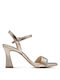 Marco Tozzi Synthetic Leather Women's Sandals with Strass Gold with Thin High Heel