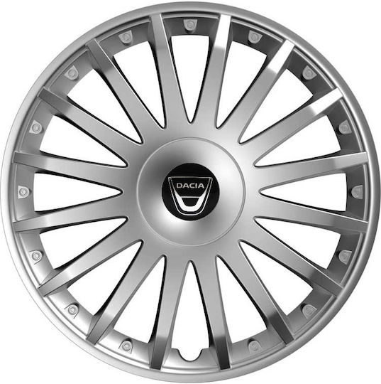 Versaco Car Hubcap Set Crystal with Dacia Emblem 15" 4pcs Silver