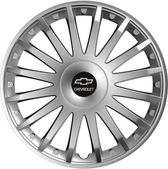 Versaco Car Hubcap Set Crystal with Chevrolet Emblem 15" 4pcs Silver