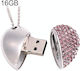 Heart Shaped Diamond Jewelry Usb Flash Disk Special Valentines Day Gifts 16gb Pink