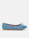 Damen Ballerinas Spitz zulaufend in Hellblau Farbe