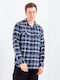 Long-sleeved Flannel Shirt Blue