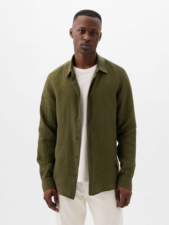 Μακρυμάνικo Λινό Overshirt Army Jacket Green