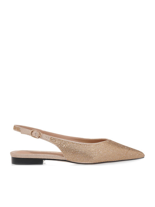 Γυναικείες Μπαλαρίνες Slingback σε Χρυσό Χρώμα