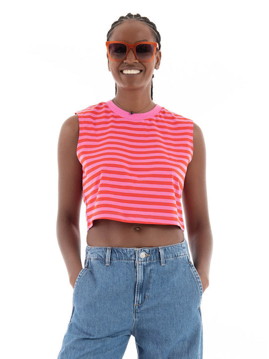 Jack & Jones Women's Crop T-shirt Striped Pink