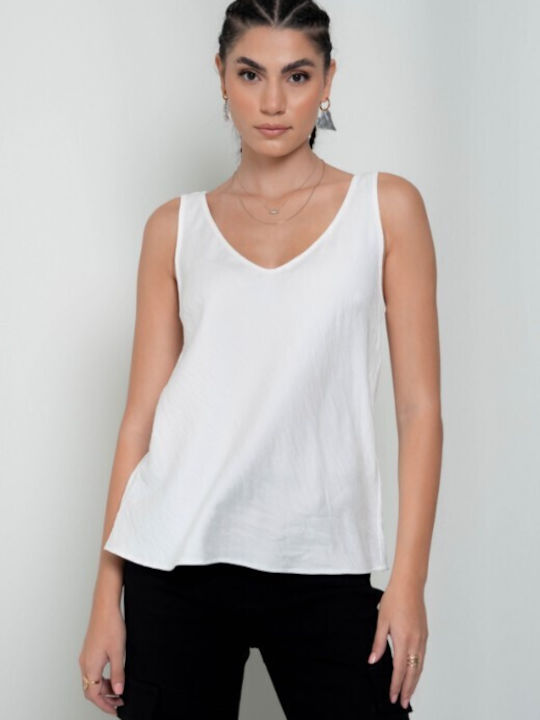 Cento Fashion Women's Blouse Sleeveless with V ...