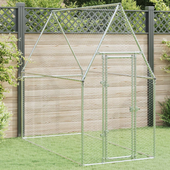 vidaXL Poultry Coop of Galvanized Steel L2 x W1.9 x H1m