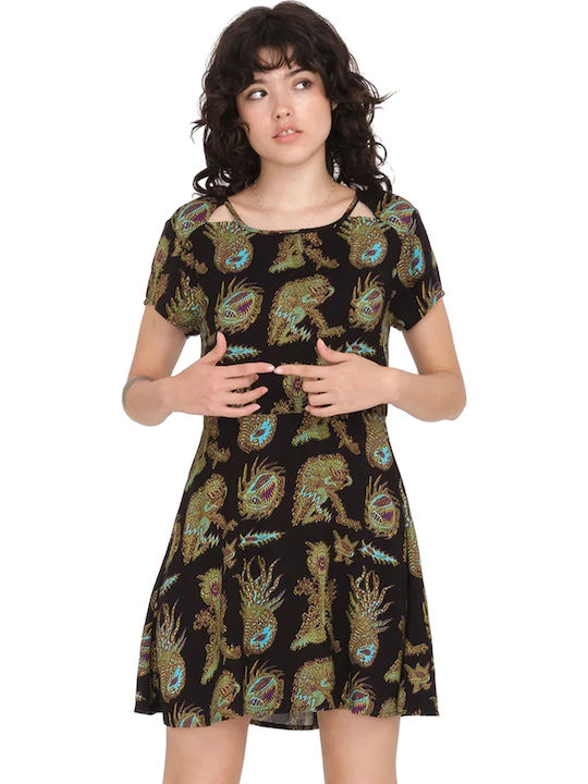 Tetsunori Dress Καλοκαιρινό Mini Φόρεμα Μαύρο