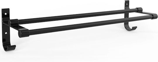 Ράγα Μπάνιου Διπλή Επιτοίχια με Βίδες ​60x11cm Inox Μαύρη