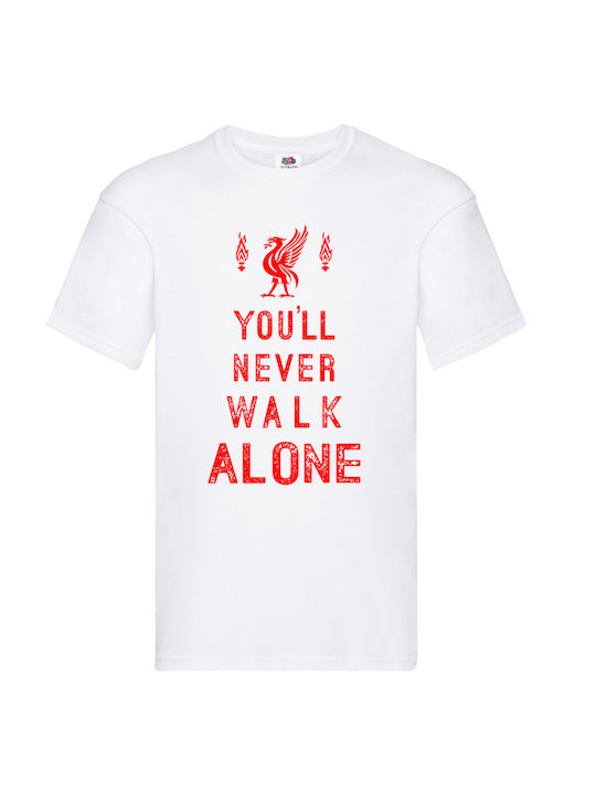 Fruit of the Loom Liverpool You Will Never Walk Alone T-shirt Λευκό Βαμβακερό