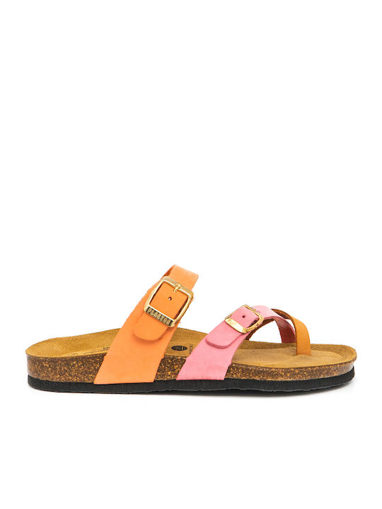 Plakton Leather Women's Flat Sandals Salmon